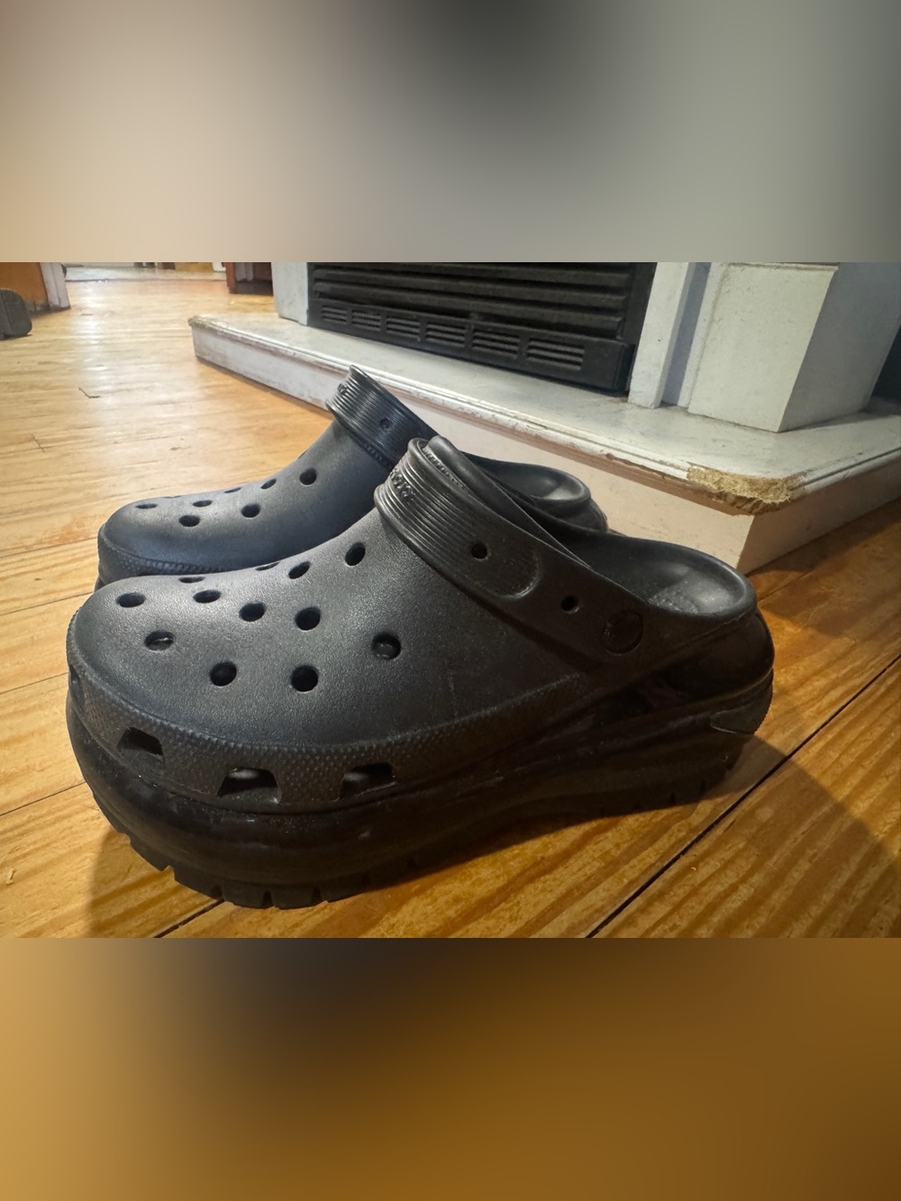 CROCS Platform Black Classic Clog with Heel Strap